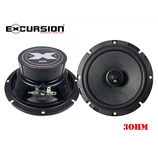 Excursion SHX-652  2-drożne współosiowe głośniki samochodowe o średnicy 165mm, tweetery 19mm - 3ohm, 75/200W, 90dB, 50-20000Hz, głębokość 60mm